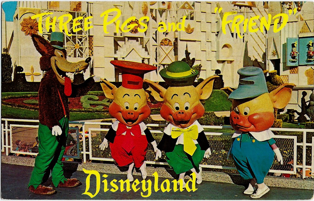 Disneyland Three Pigs and "Friend" The Three Little Pigs Postcar