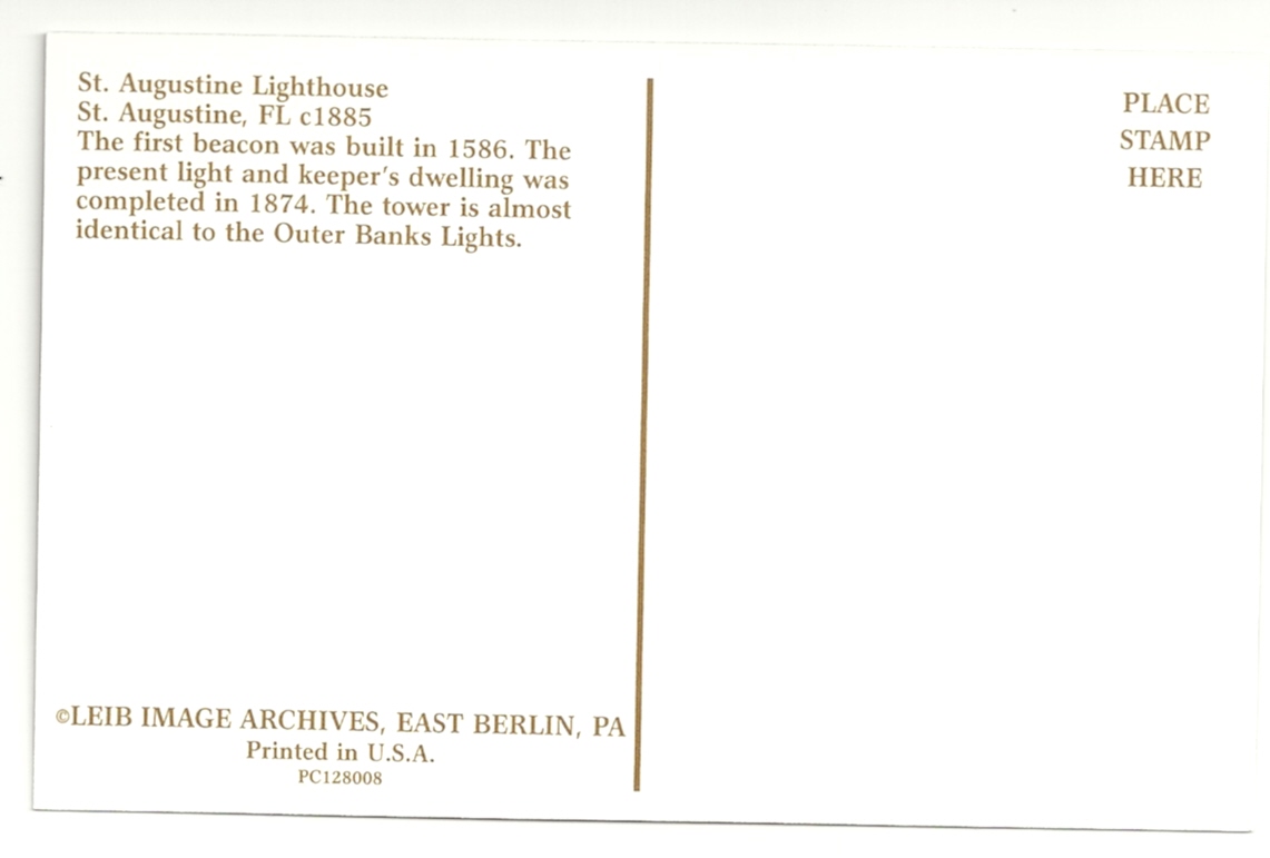 Anastasia (St. Augustine) (FL) Lighthouse Postcard - Click Image to Close