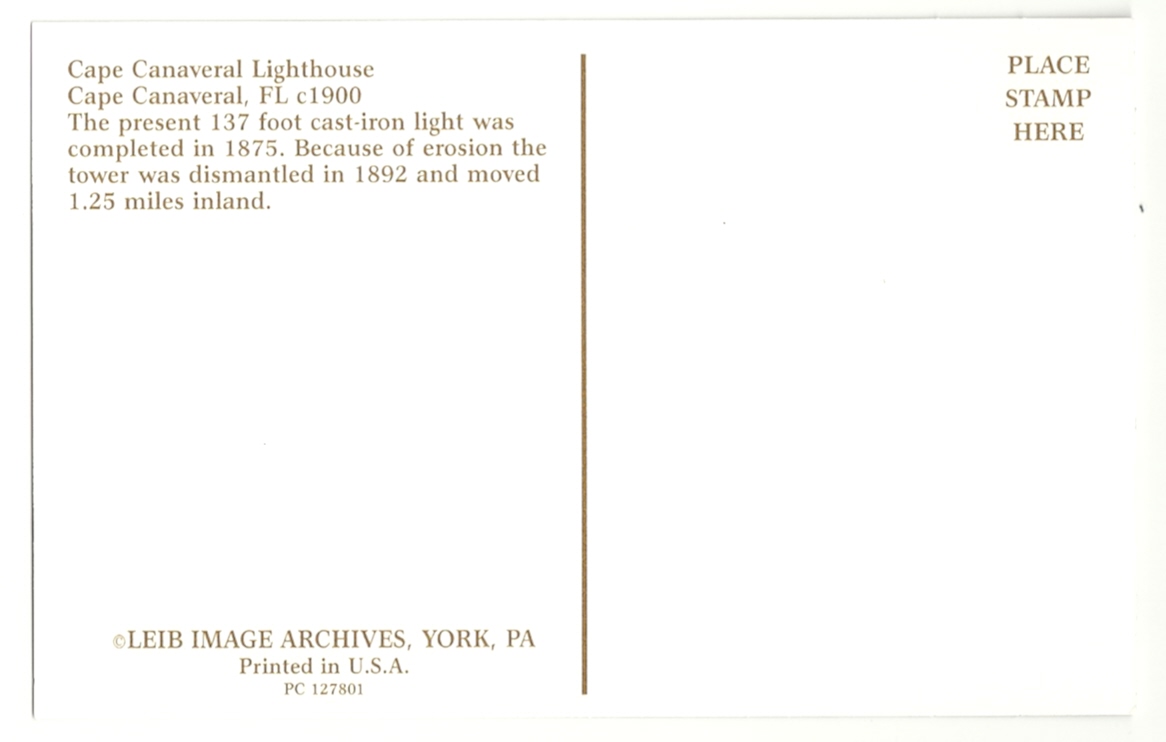 Cape Canaveral Lighthouse Postcard (FL) - Click Image to Close