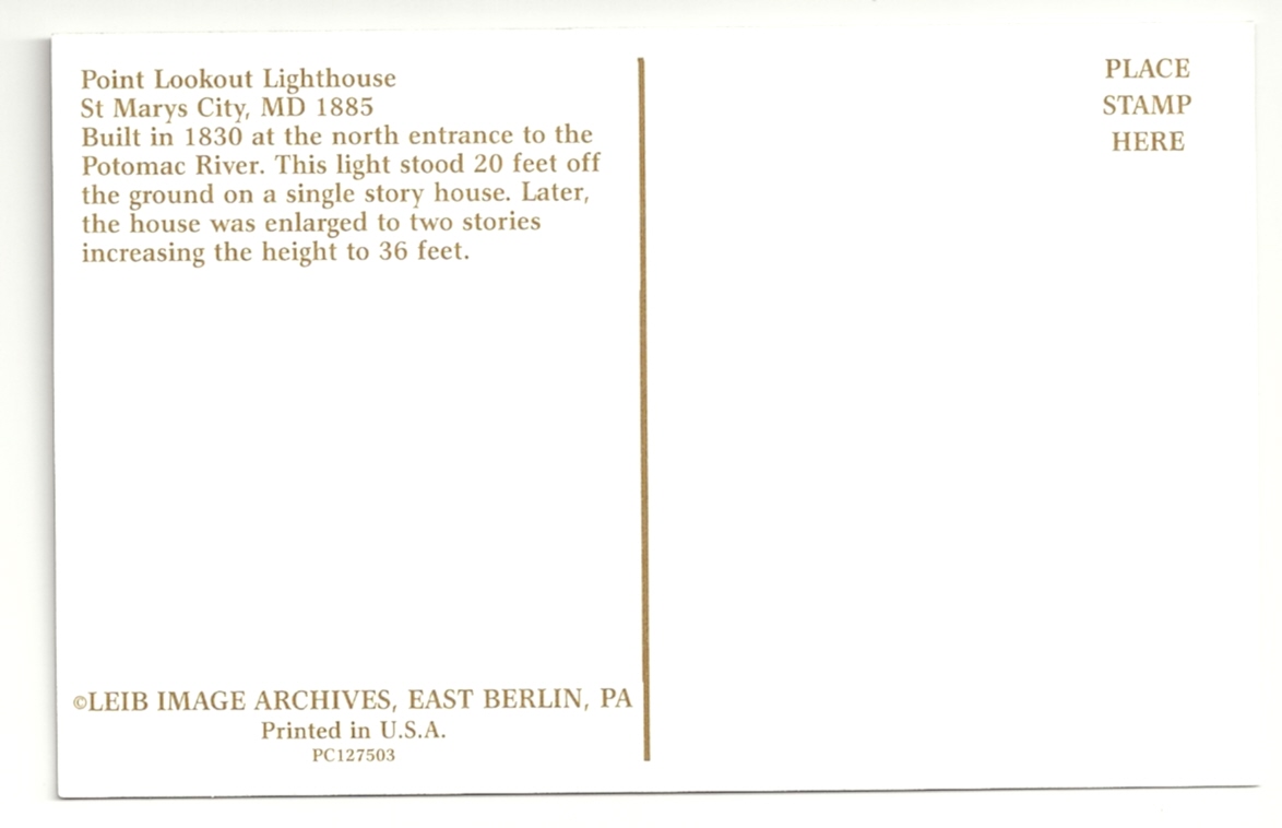 Point Lookout Lighthouse Postcard (MD)