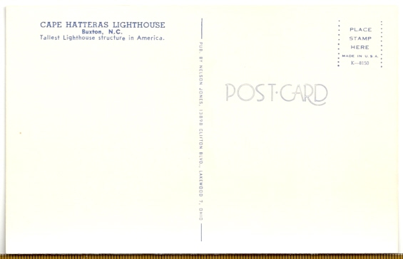 Cape Hatteras Lighthouse Postcard K-8150 (NC) - Click Image to Close