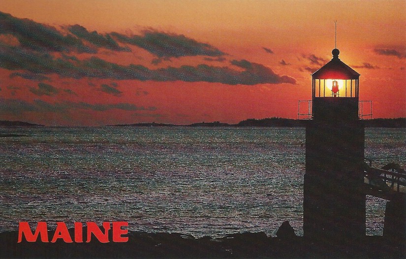 Marshall Point Lighthouse at Sunset Postcard H-286 (ME)