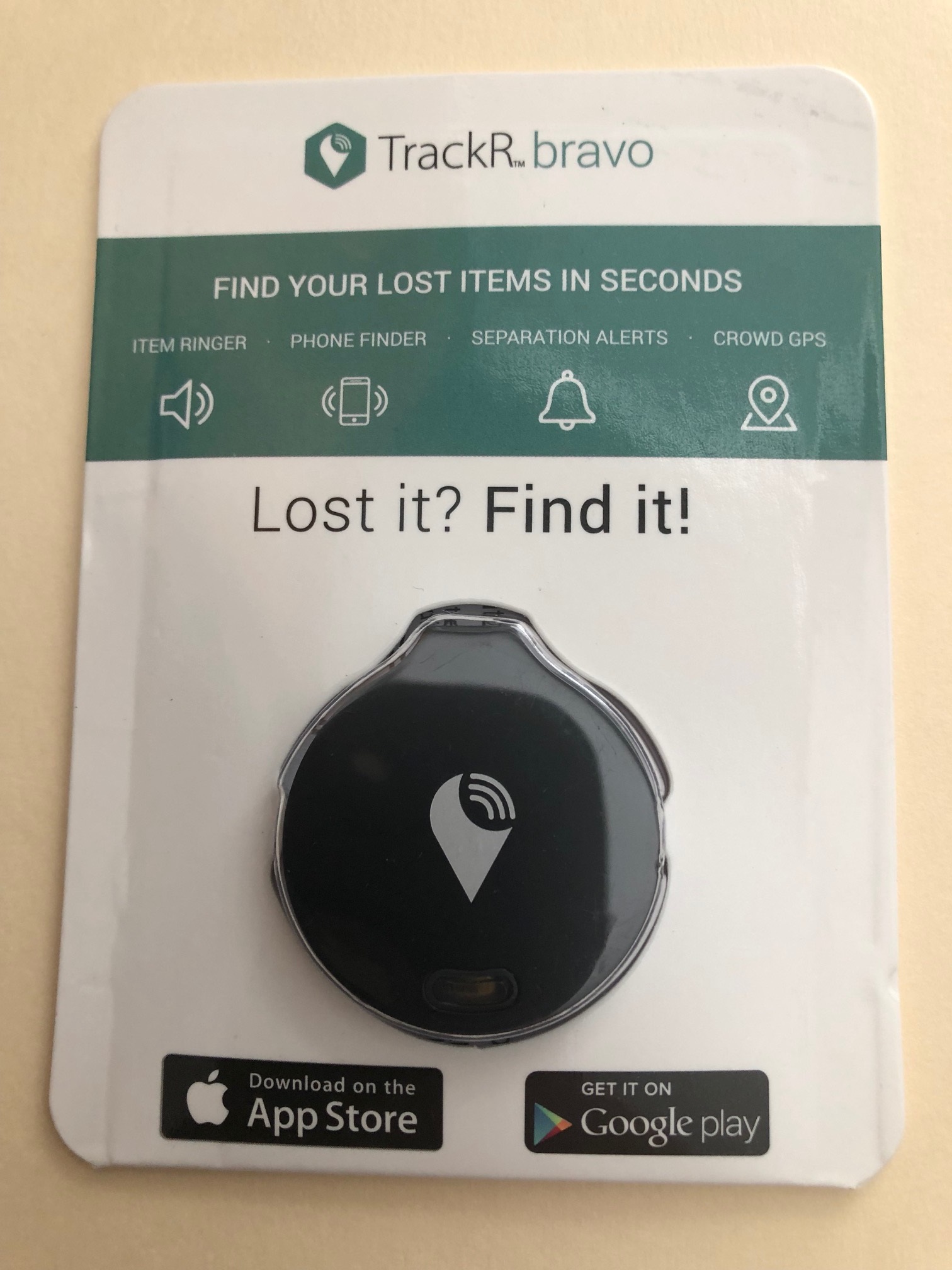 TrackR.bravo Bluetooth ® Tracking Device (Black)