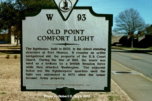 Sign at Old Point Comfort Light