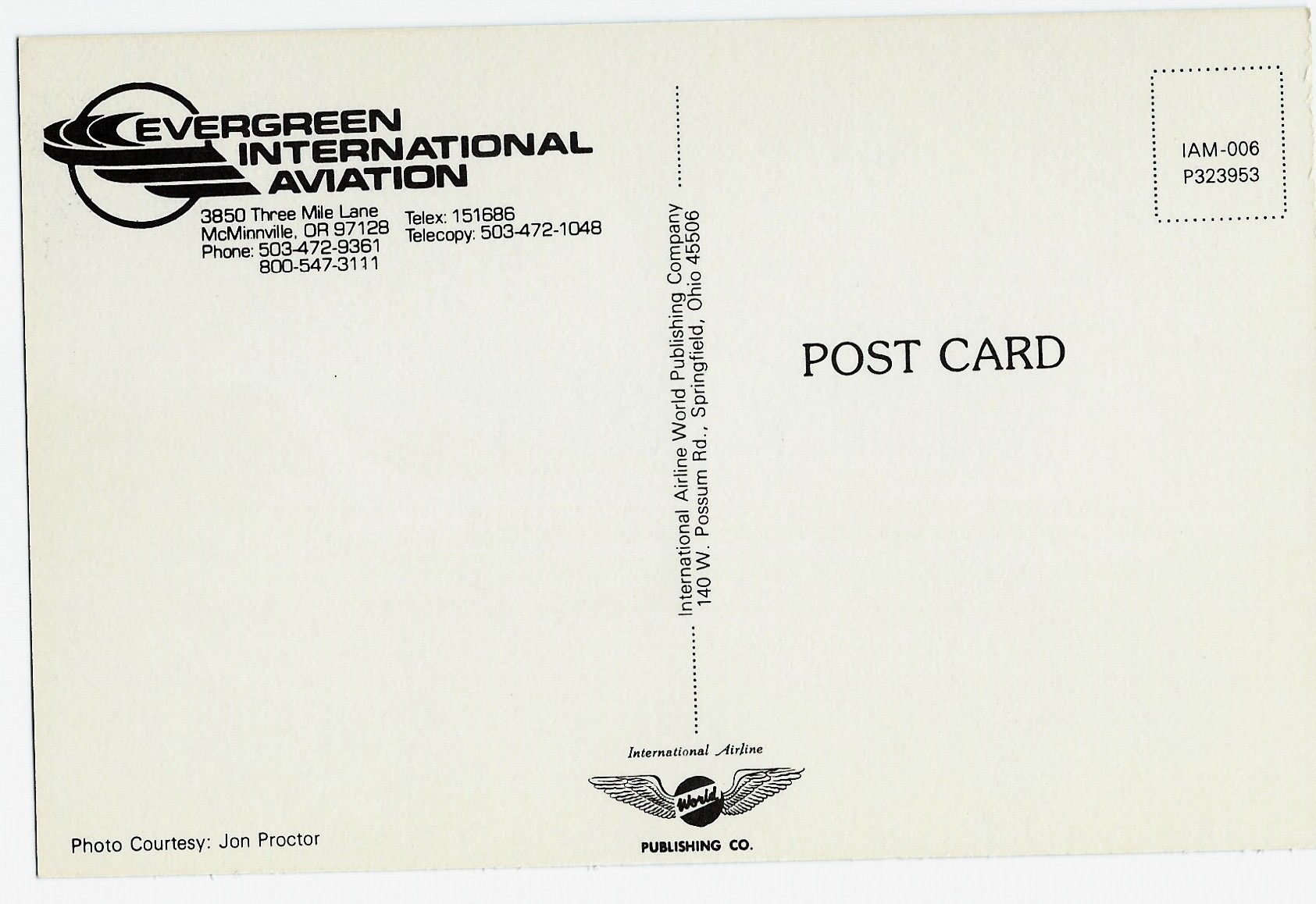 EVERGREEN INTERNATIONAL AVIATION Airplane Postcard P323953