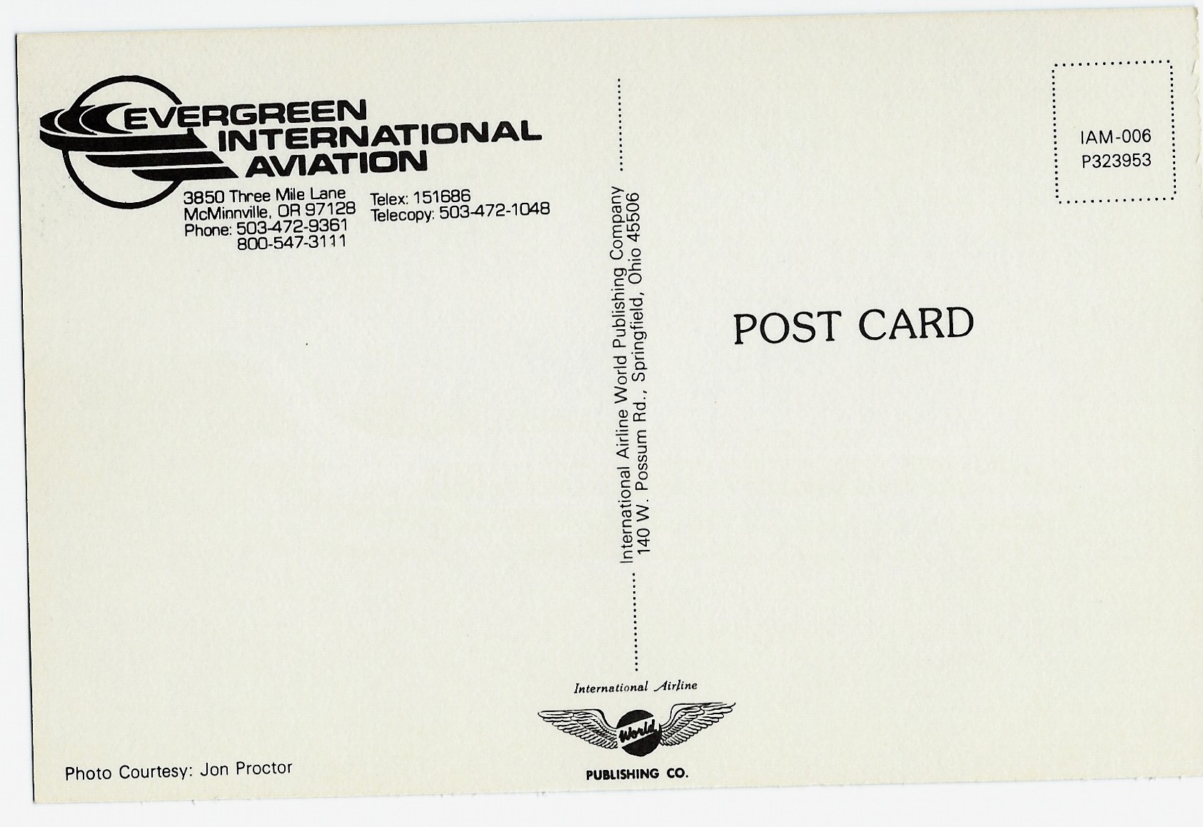 EVERGREEN INTERNATIONAL AVIATION Airplane Postcard P323953 - Click Image to Close