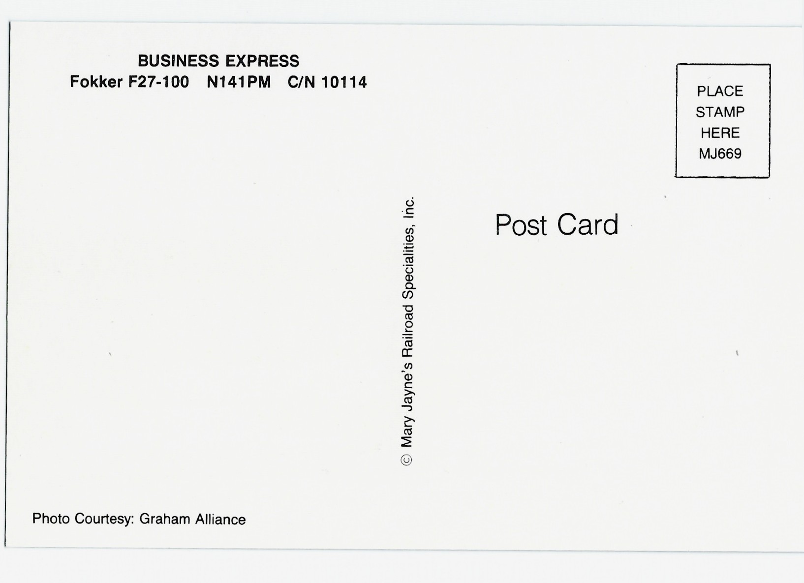 BUSINESS EXPRESS Airplane Postcard N141PM - Click Image to Close