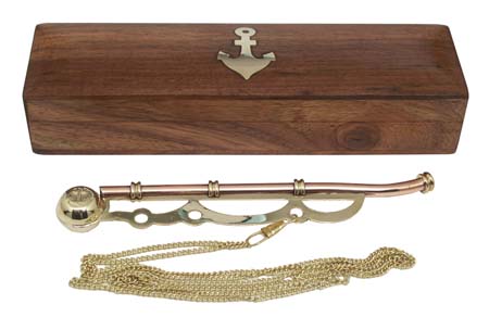 8" Bosun Whistle with Wooden Box - Click Image to Close