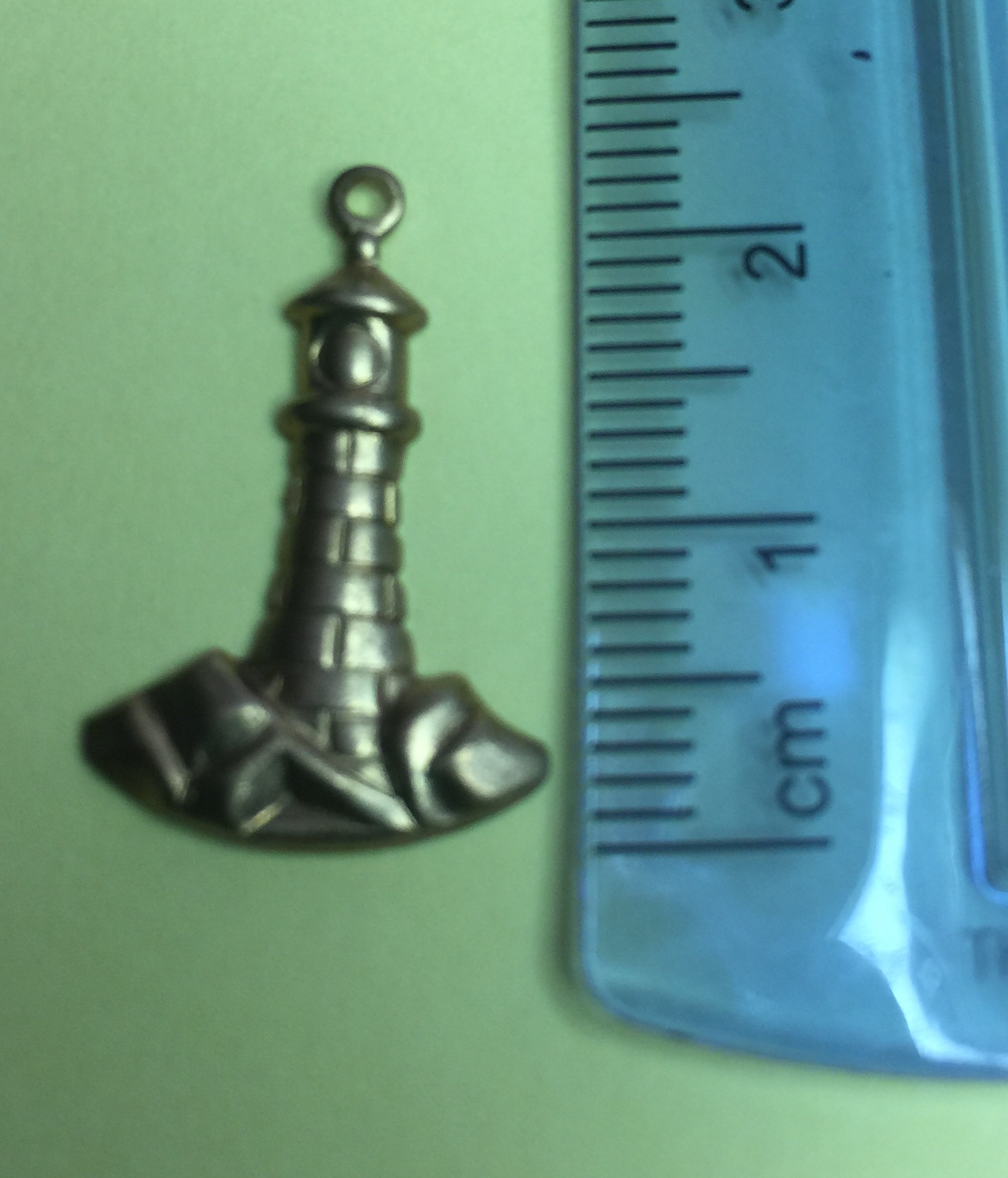 Brass Lighthouse Charm - Click Image to Close