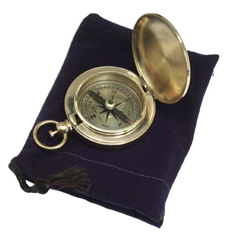 1-7/8" Brass Compass w/ Bag - Click Image to Close