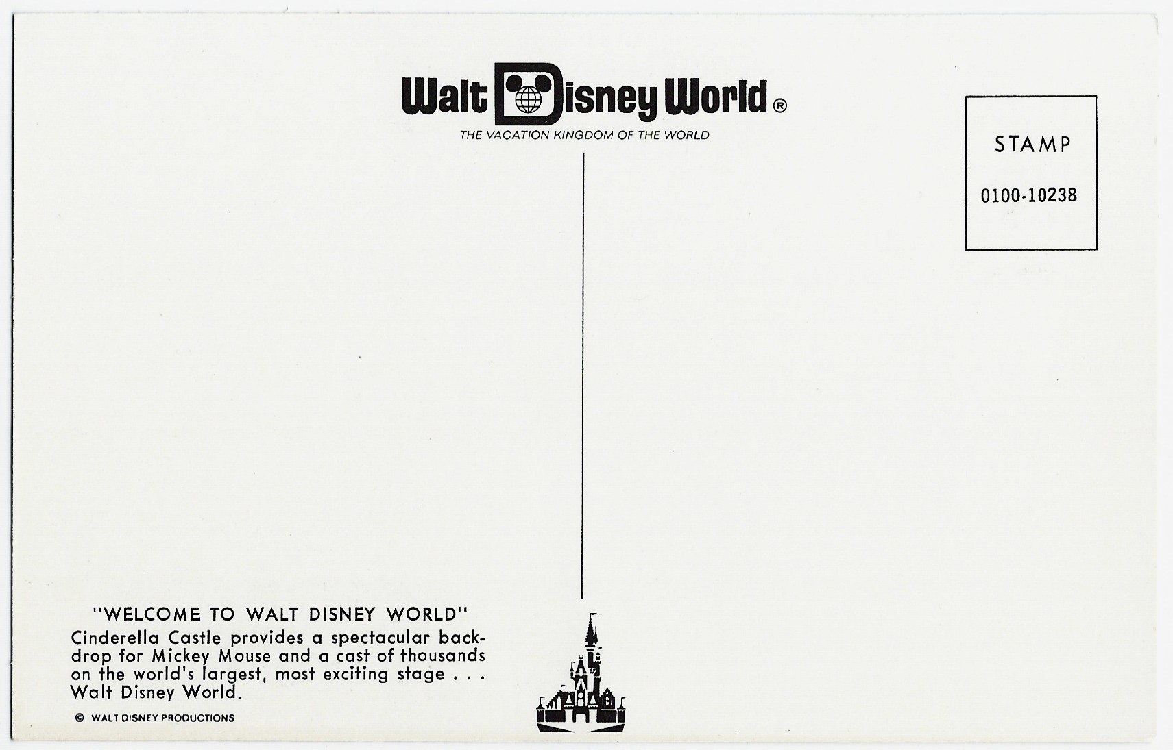 WALT DISNEY WORLD CINDERELLA'S CASTLE POSTCARD 0100-10238 - Click Image to Close