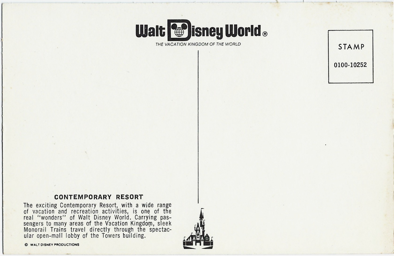 Walt Disney World Contemporary Resort Monorail 0100-10252 - Click Image to Close