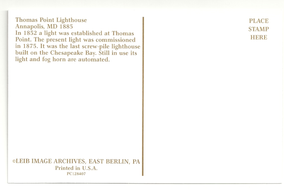 Thomas Point (MD) Lighthouse Postcard