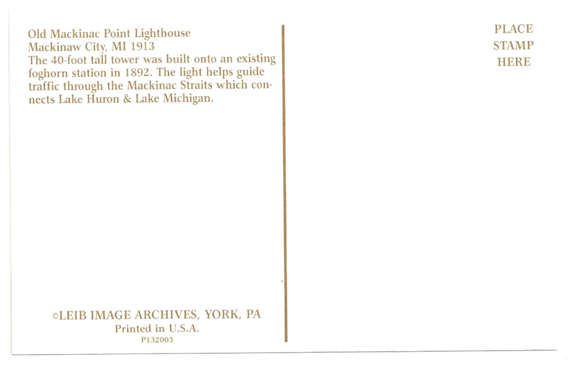 Old Mackinac Point Lighthouse Postcard (MI) - Click Image to Close