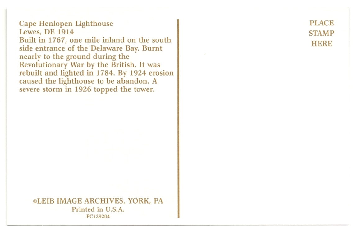 Cape Henlopen Lighthouse Postcard (DE) - Click Image to Close