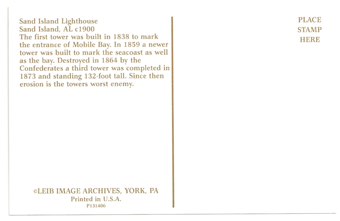 Sand Island Lighthouse Postcard (AL) - Click Image to Close