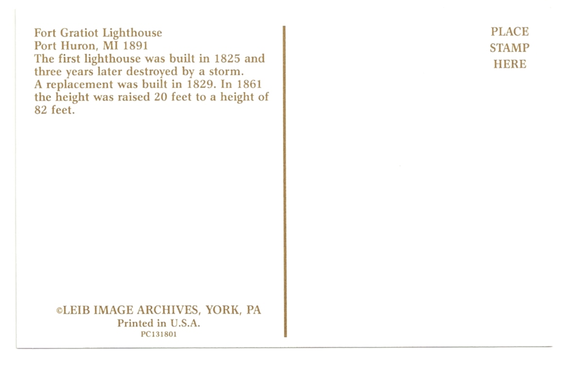 Fort Gratiot Lighthouse Postcard (MI)