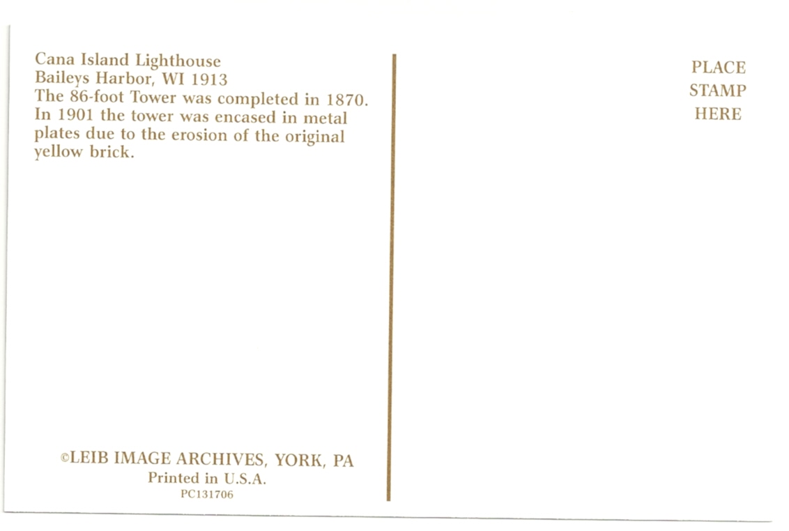 Cana Island Lighthouse Postcard (WI) - Click Image to Close