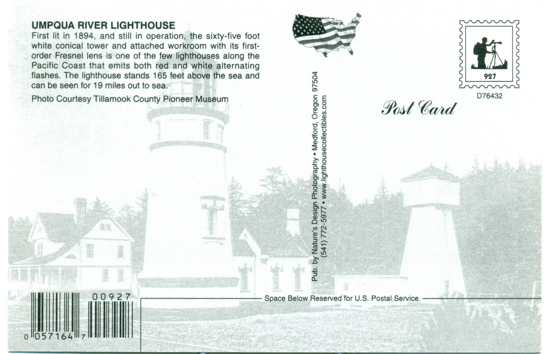 Umpqua River Lighthouse Postcard #927 (OR)