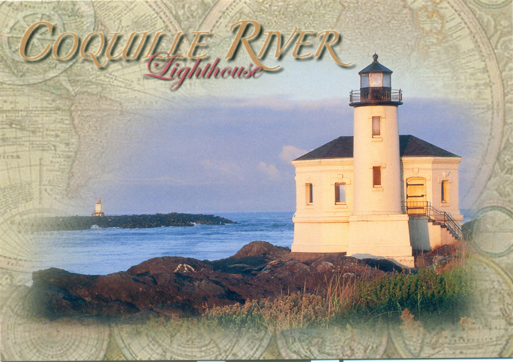 Coquille River Lighthouse Postcard #1708 (OR)