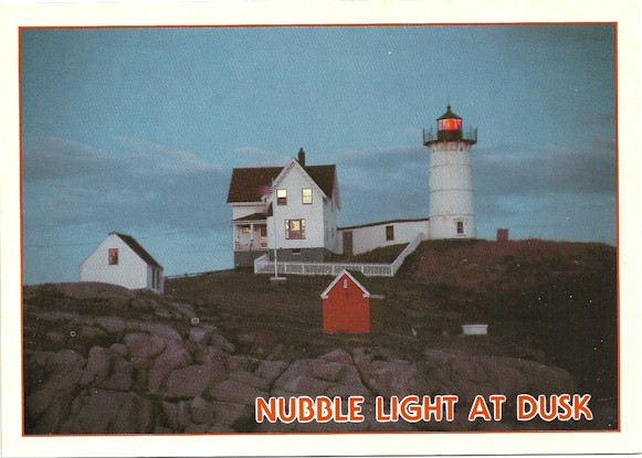 Nubble Lighthouse at Dusk Postcard (ME) - Click Image to Close