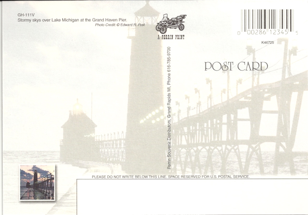 Grand Haven Pier Lighthouses Postcard GH-111V (MI)