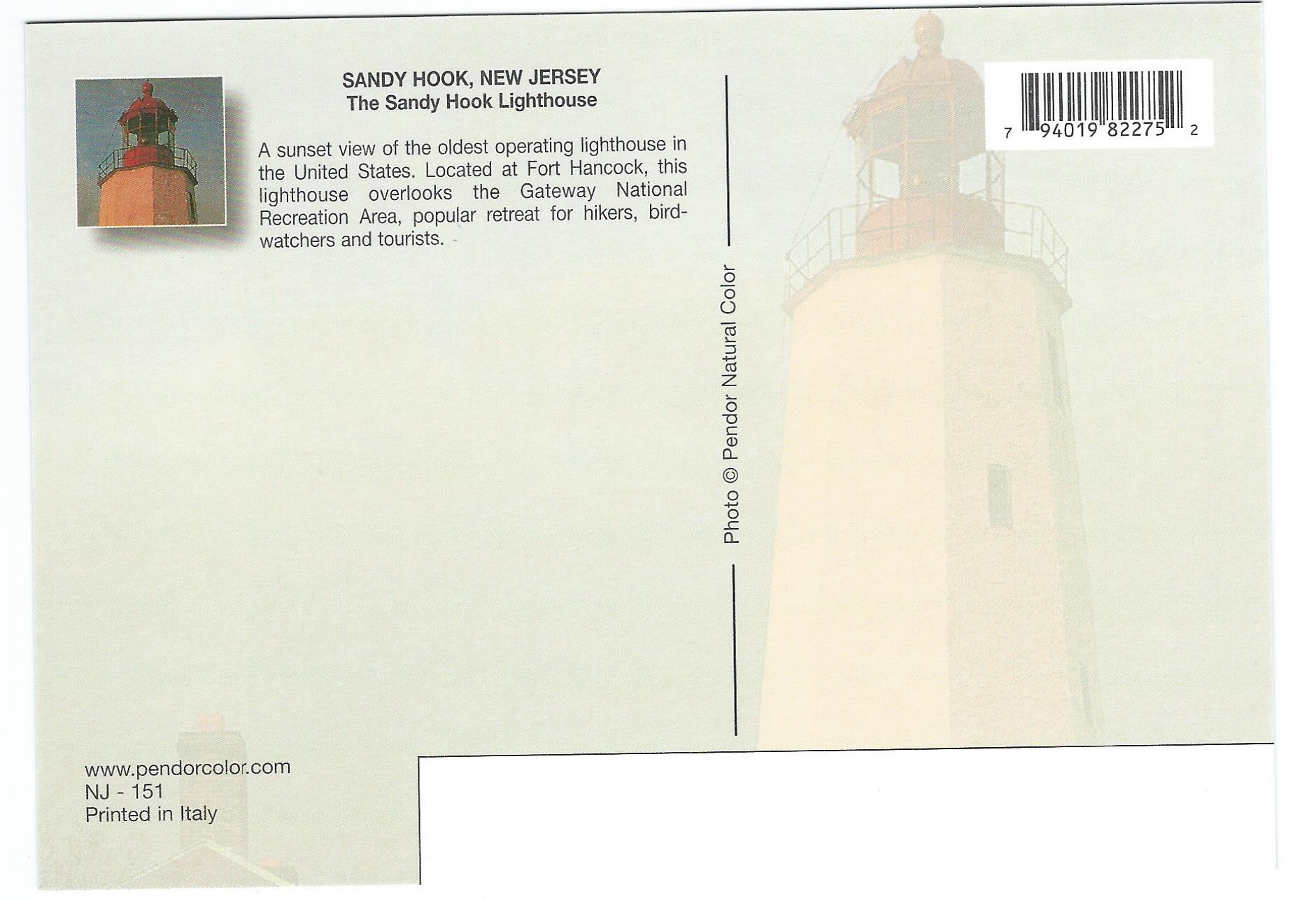 Sandy Hook Lighthouse Postcard NJ-151 (NJ) - Click Image to Close