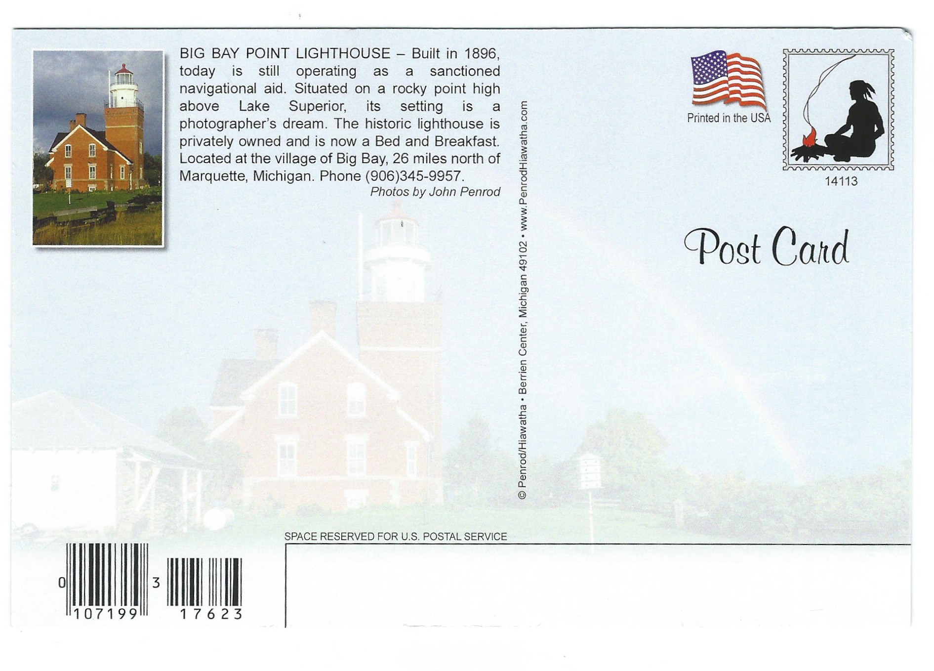 Big Bay Lighthouse Postcard 14113 (MI) - Click Image to Close