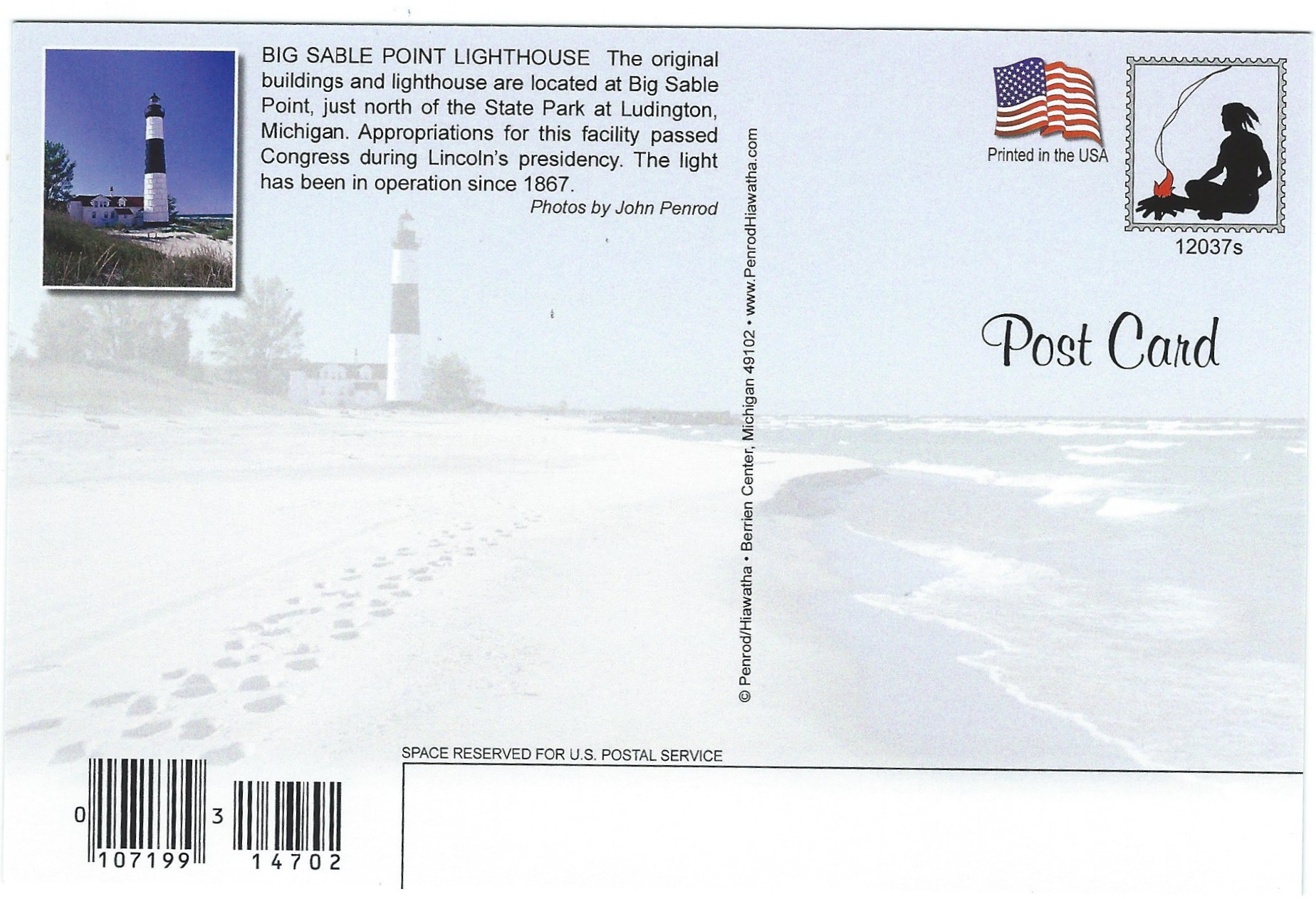 Big Sable Point Lighthouse Postcard 12037s (MI)