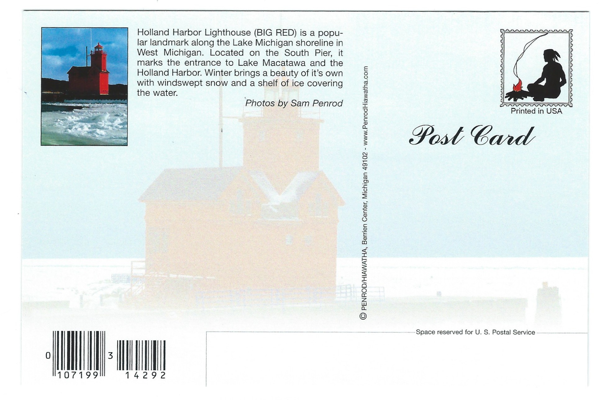 Holland Harbor Lighthouse (BIG RED) Postcard (MI)
