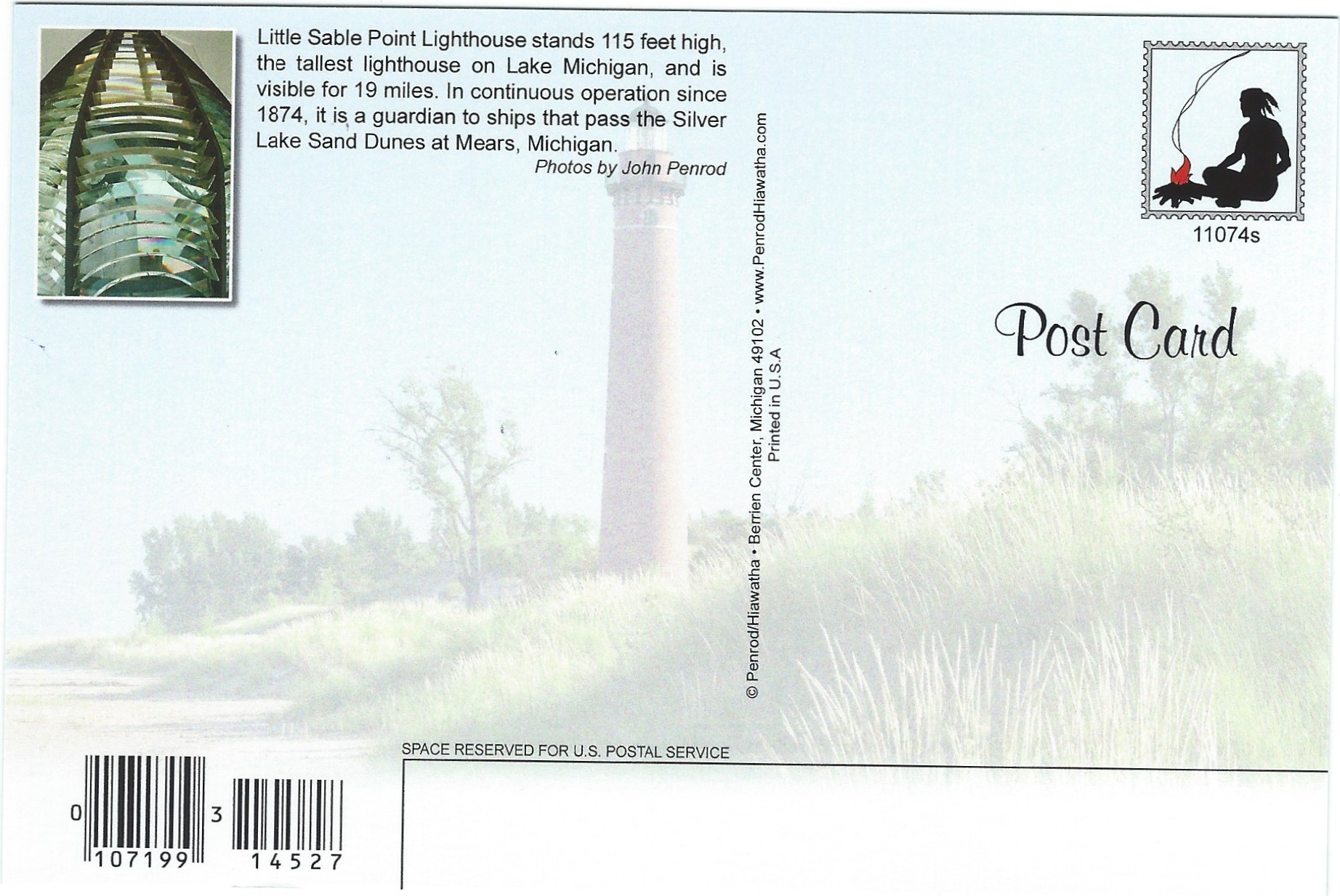 Little Sable Point Lighthouse Postcard 11074s (MI)