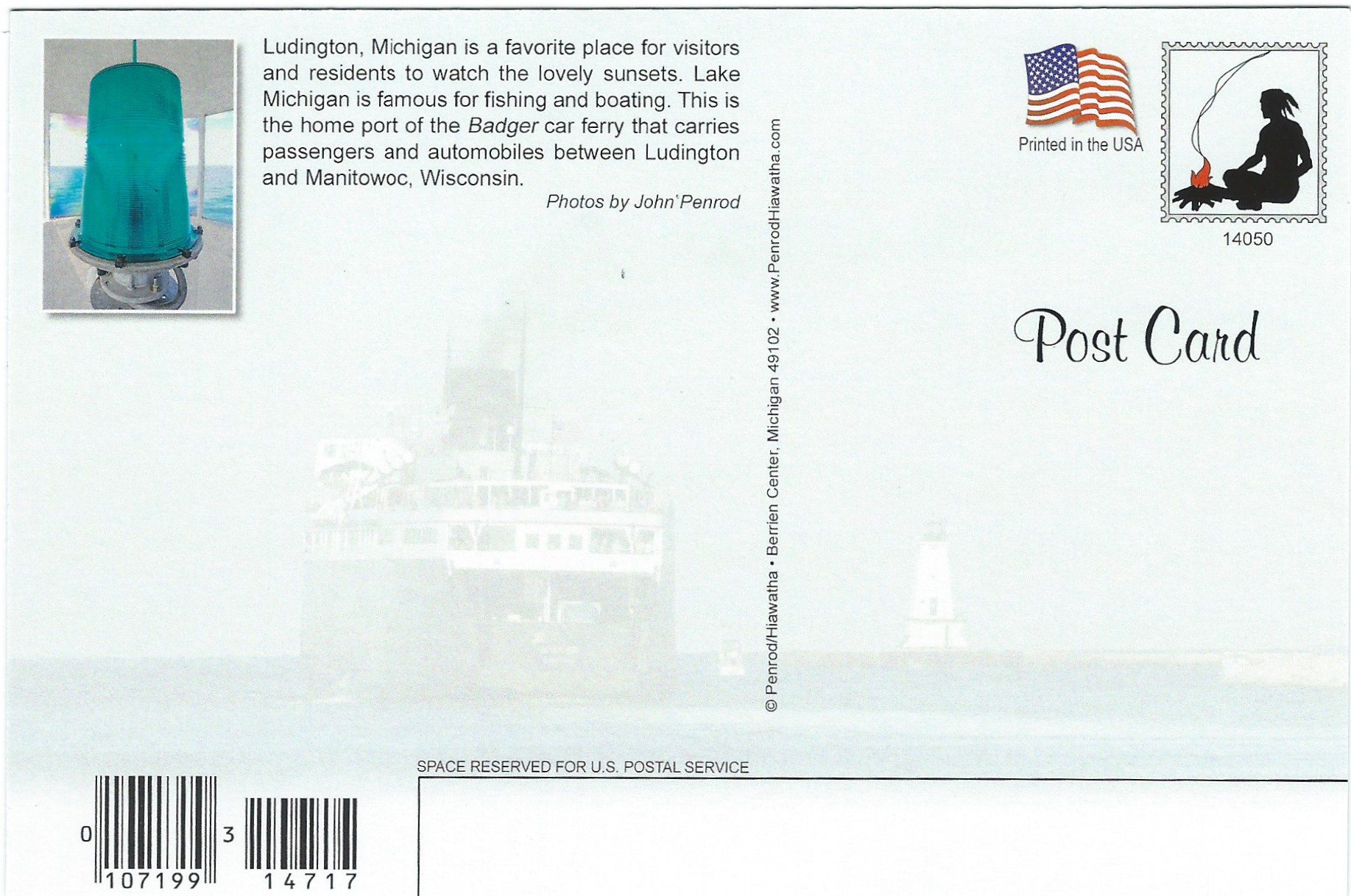 Ludington Light Lighthouse Postcard 14050 (MI)