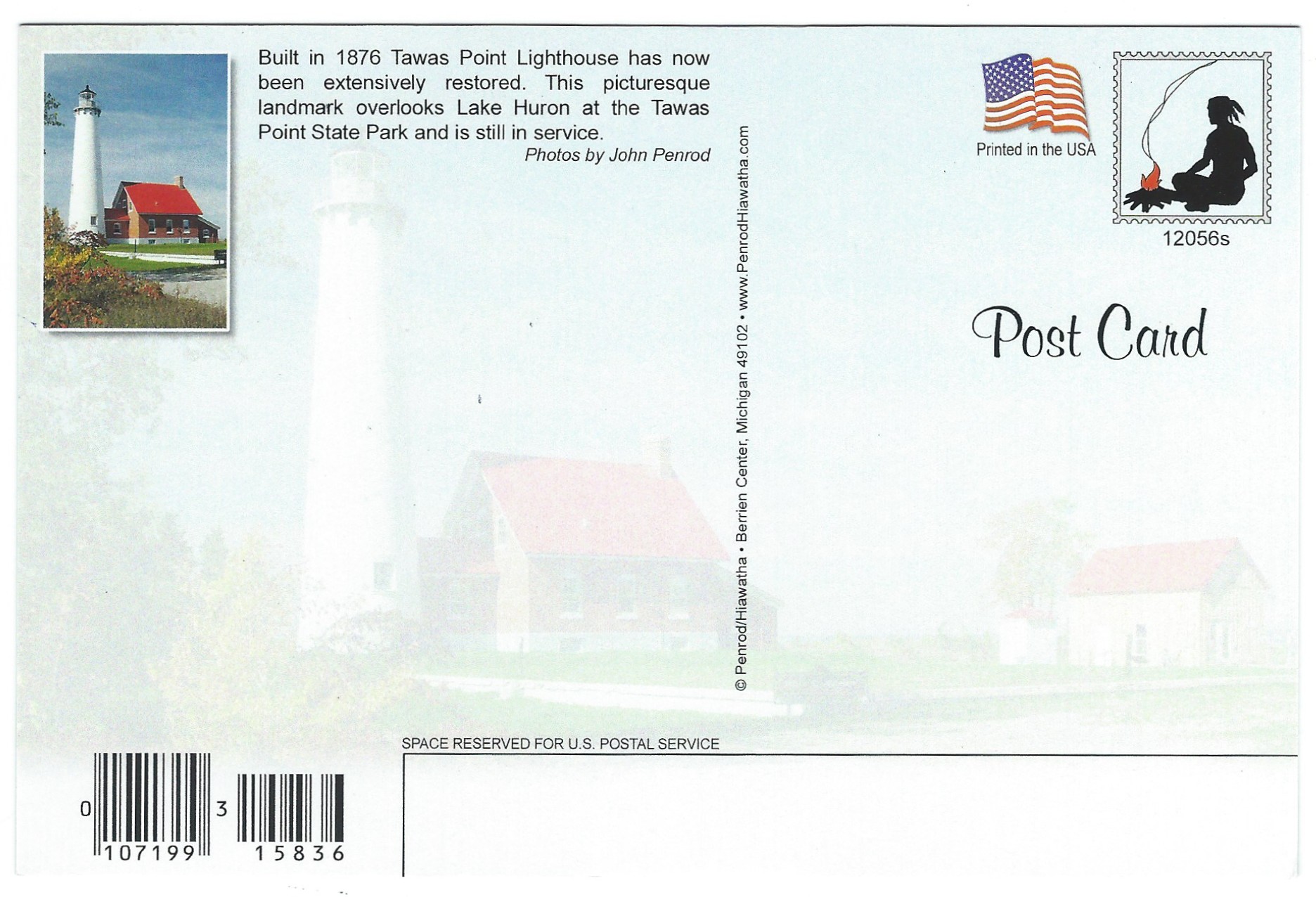 Tawas Point Lighthouse Postcard 12056s (MI)
