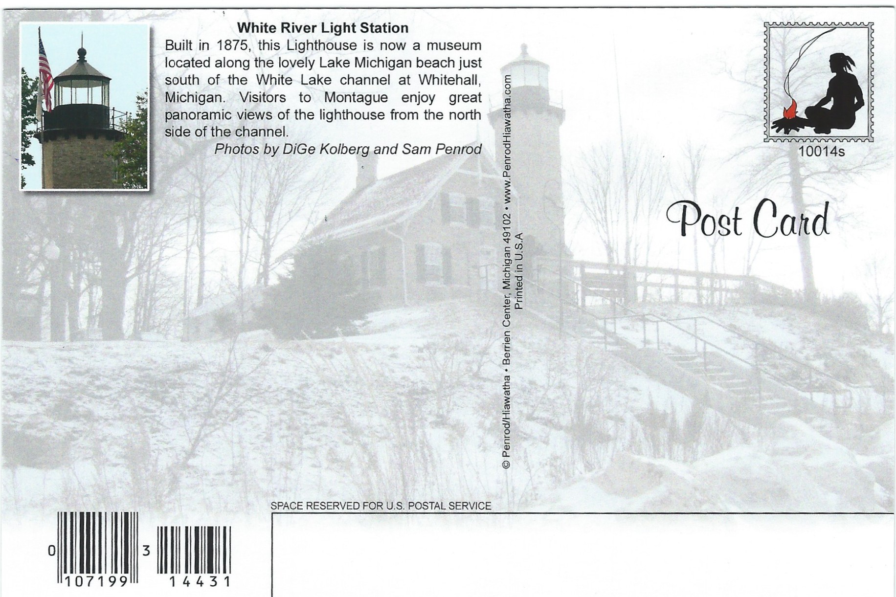White River Light Station Lighthouse Postcard 10014s (MI)