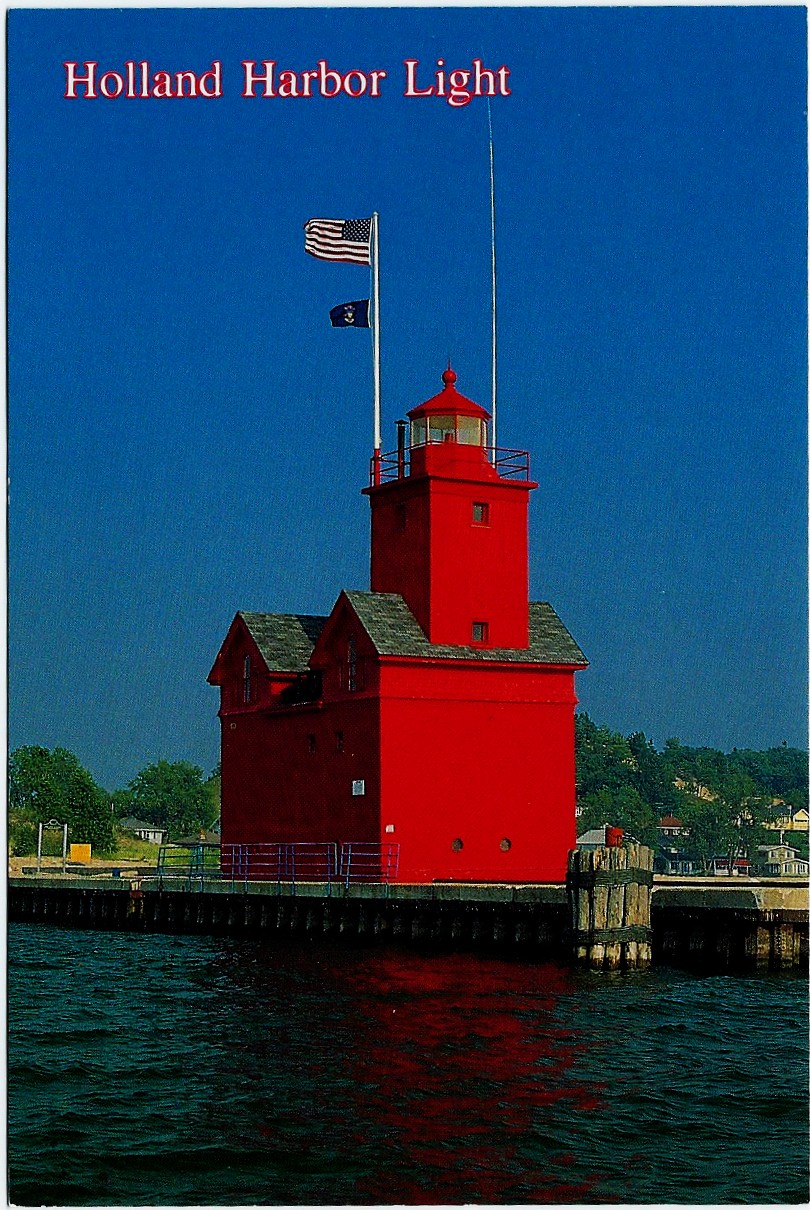 Holland Harbor "Big Red" Lighthouse Postcard 4266 - Click Image to Close