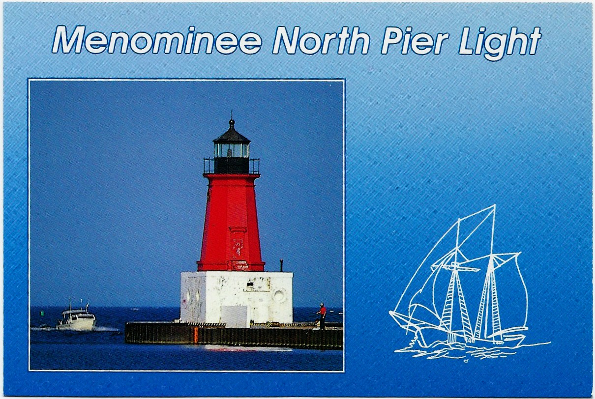 Menominee North Pier Light Postcard 7534 - Click Image to Close