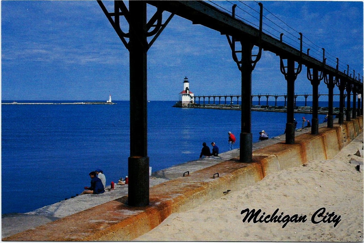 Michigan City Indiana East Pier Light Postcard P-2321