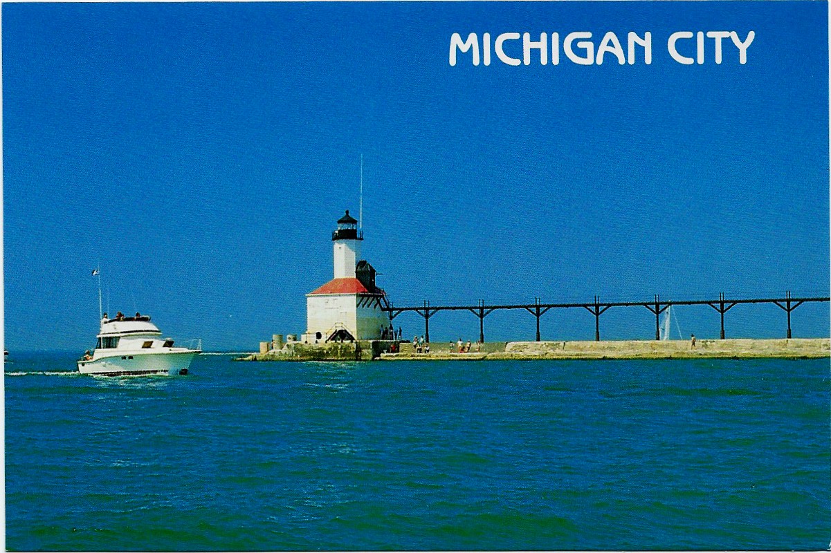 Michigan City Indiana East Pier Light Postcard P-2335