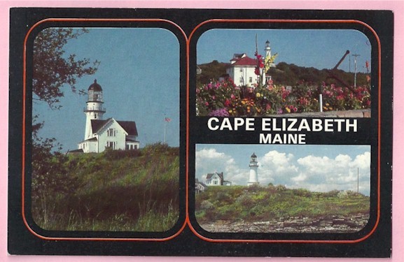 CAPE ELIZABETH LIGHTHOUSE MAINE POSTCARD M-63 P329922