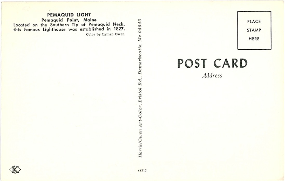 PEMAQUID LIGHT MAINE LIGHTHOUSE POSTCARD 88313 (ME) - Click Image to Close