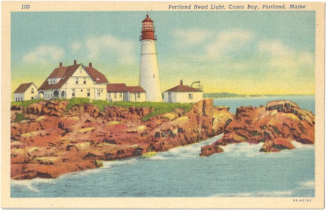 PORTLAND HEAD LIGHTHOUSE POSTCARD 100 4A-H2166 Maine (ME)