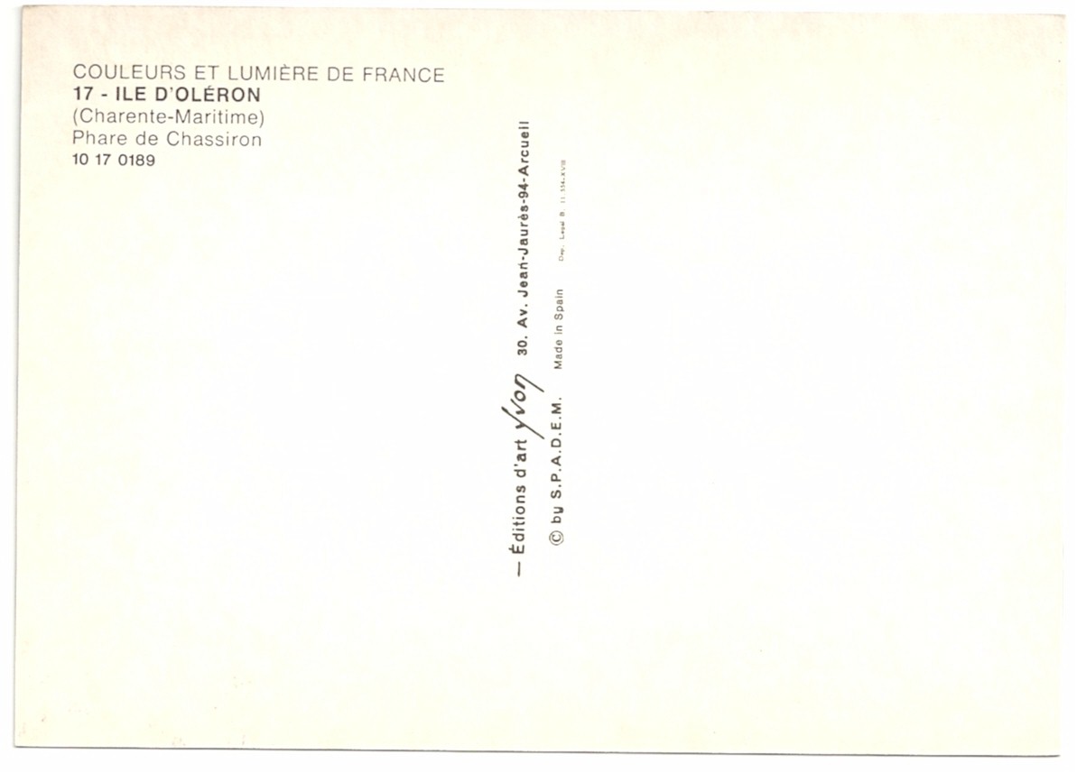 COULEURS ET LUMIERE DE FRANCE LIGHTHOUSE POSTCARD 17-ILE D'OLERO - Click Image to Close