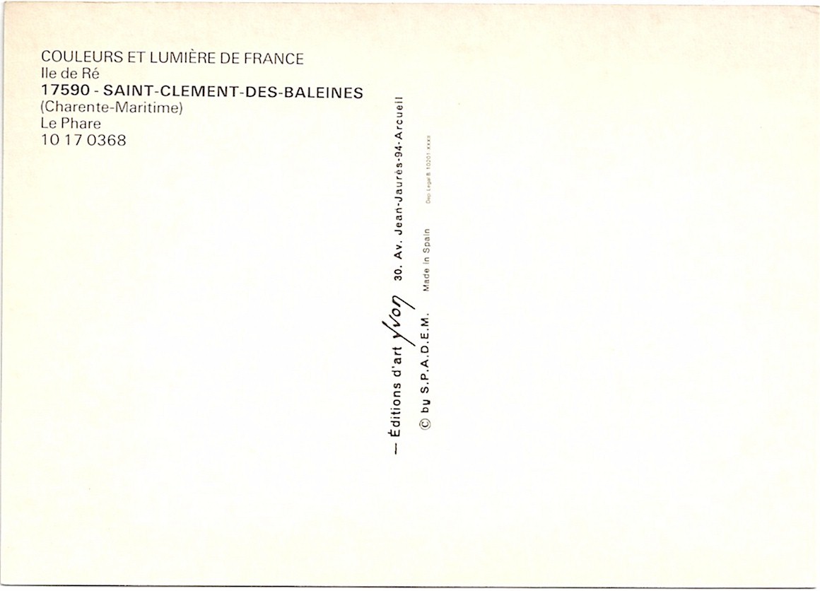 SAINT CLEMENT DES BALEINES LIGHTHOUSE POSTCARD 17590 FRANCE - Click Image to Close