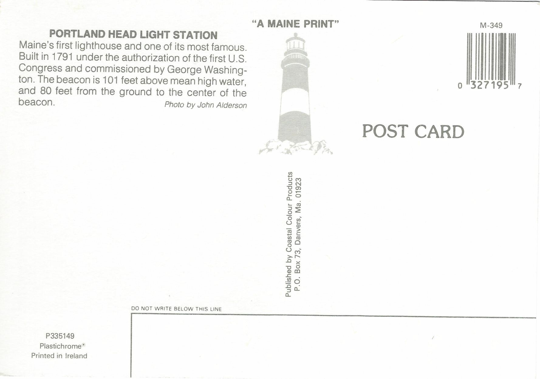 PORTLAND HEAD LIGHT STATION LIGHTHOUSE MAINE POSTCARD P335149 M-