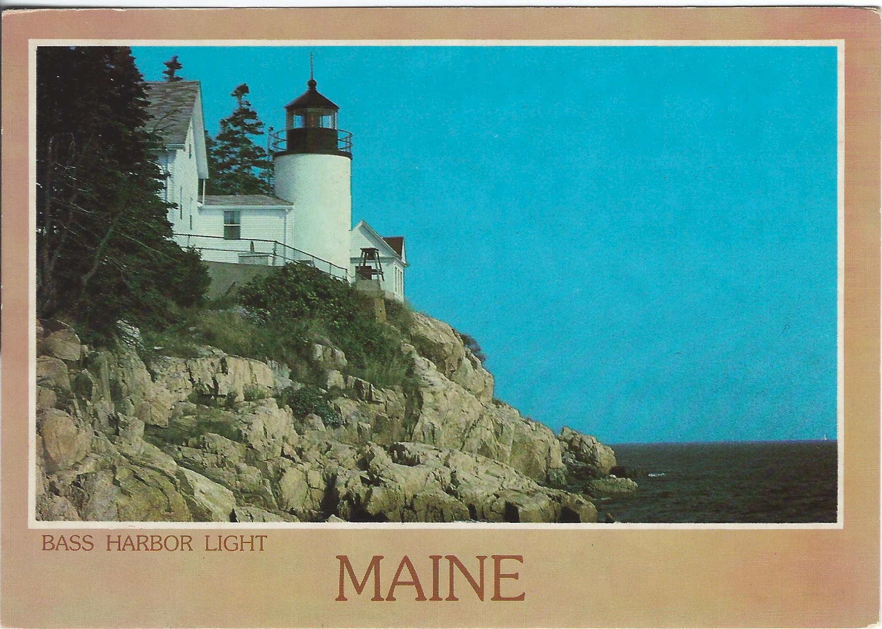 BASS HARBOR LIGHT LIGHTHOUSE MAINE POSTCARD M350 P335150