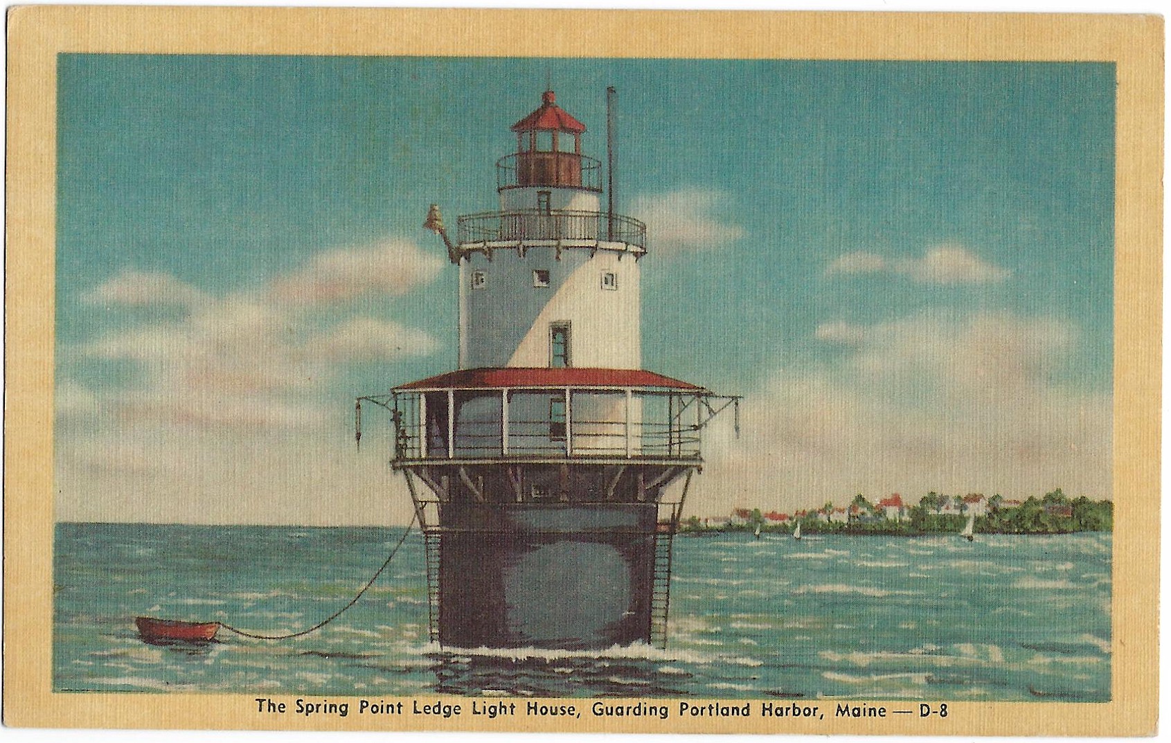 SPRING POINT LEDGE LIGHT HOUSE LIGHTHOUSE LINEN POSTCARD D-8 258 SPRING POINT LEDGE LIGHT HOUSE LIGHTHOUSE LINEN POSTCARD D-8 258
