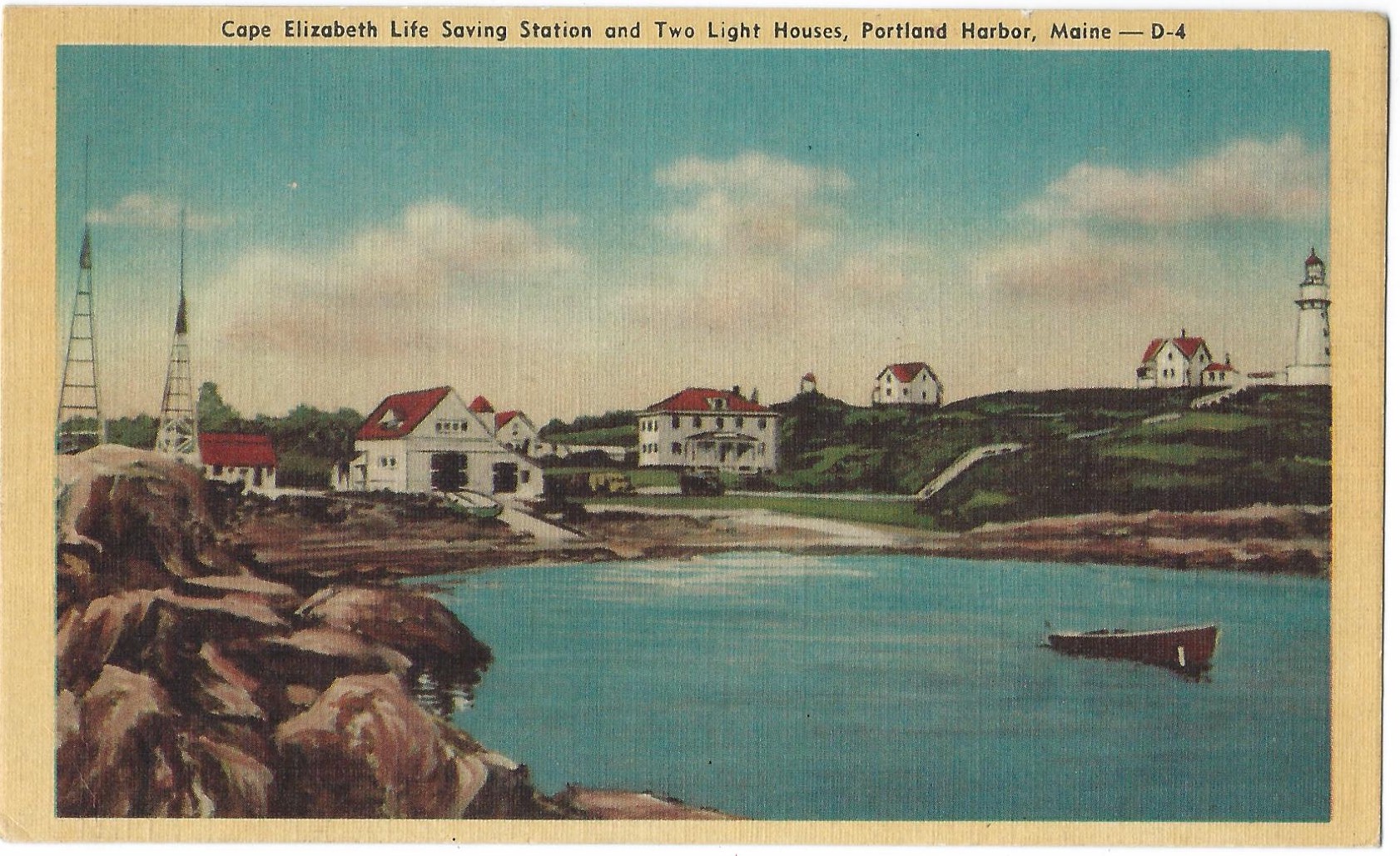 CAPE ELIZABETH LIFE SAVING STATION AND TWO LIGHT HOUSES D-4