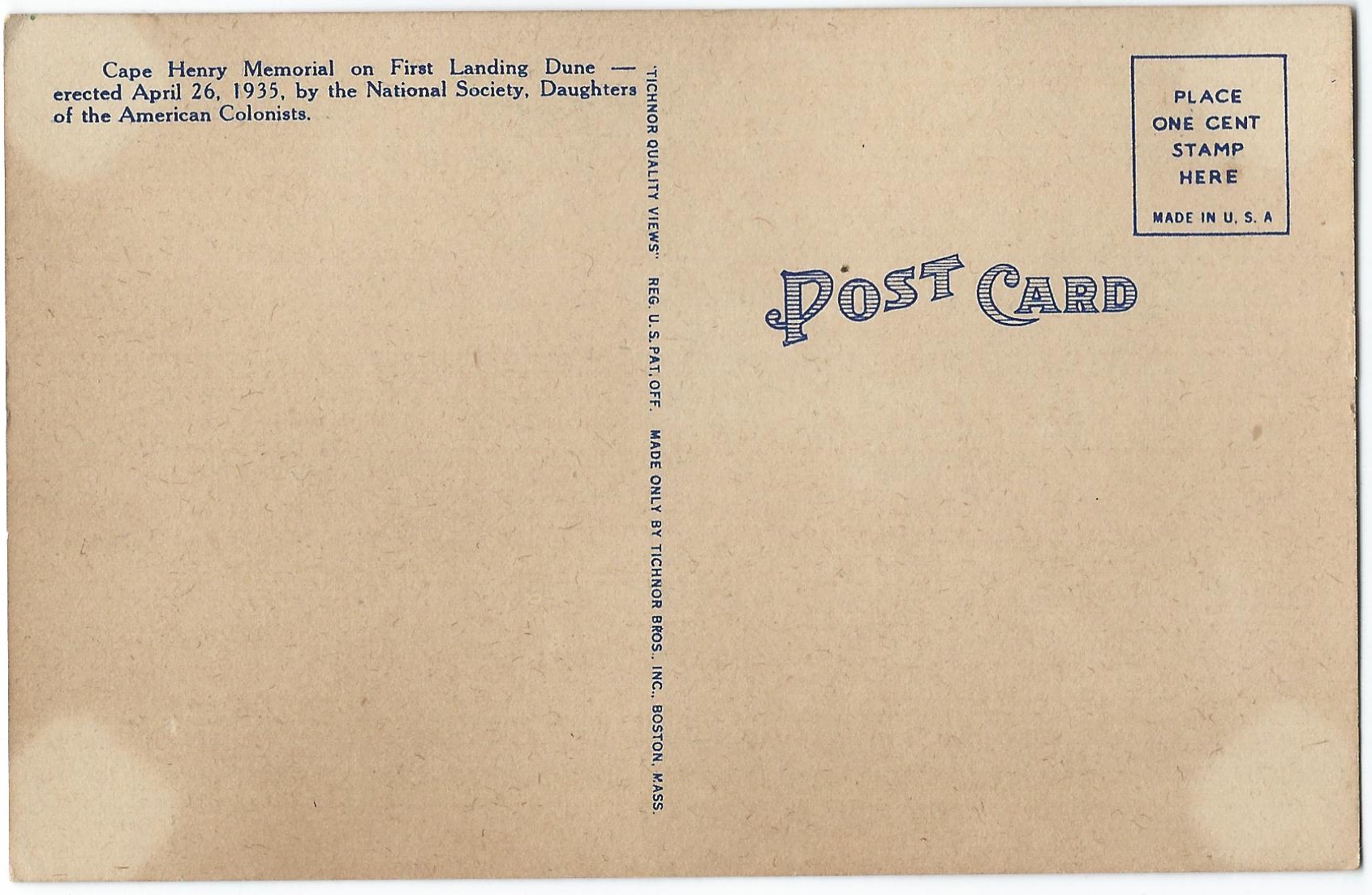 CAPE HENRY MEMORIAL AND OLD AND NEW LIGHTHOUSES POSTCARD (VA)