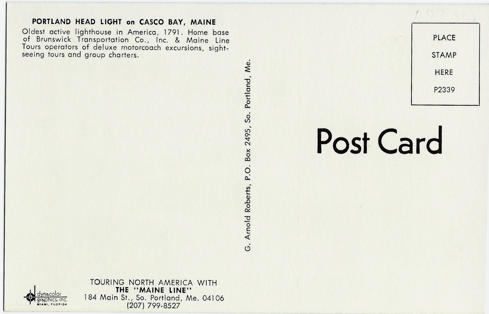 Portland Head Light on Casco Bay, Maine Postcard P2339