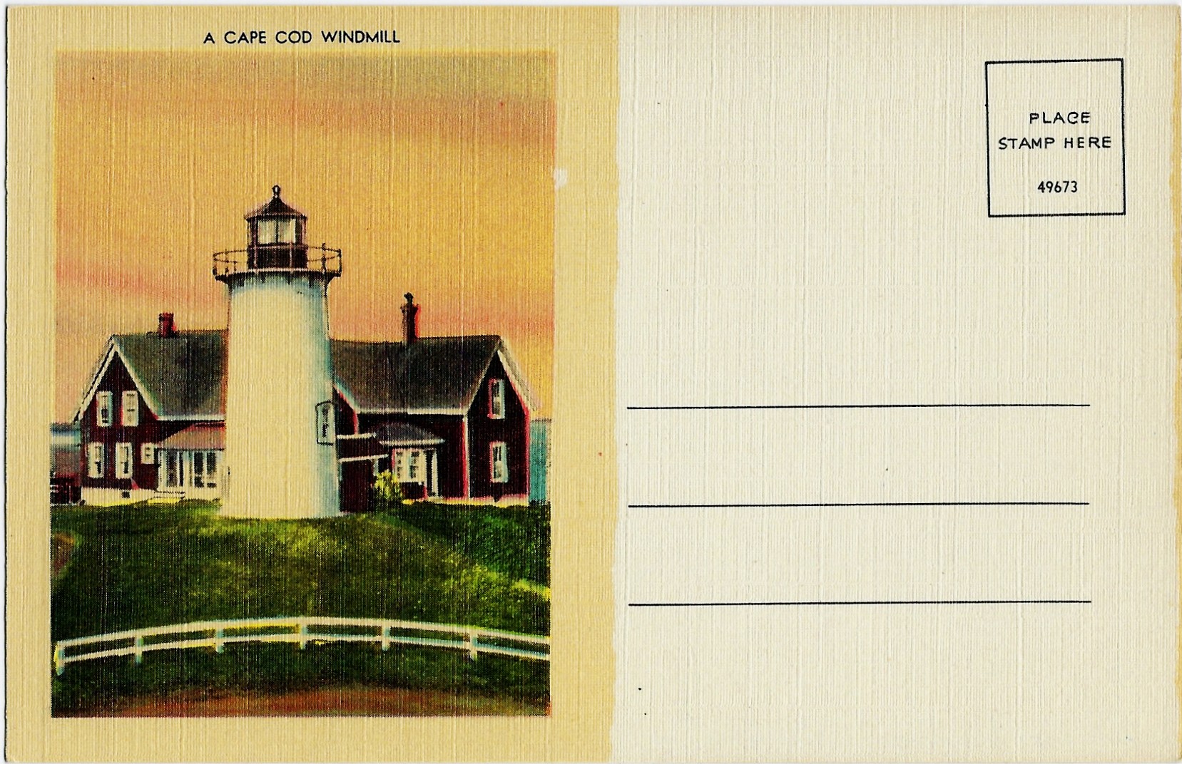 Nobska Point Light A Cape Cod Windmill Post Card - Click Image to Close